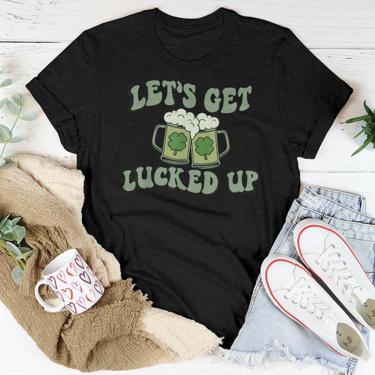 Lets Get Lucked Up Lucky Clovers St Patricks Day Beer Drink Women T-shirt Unique Gifts