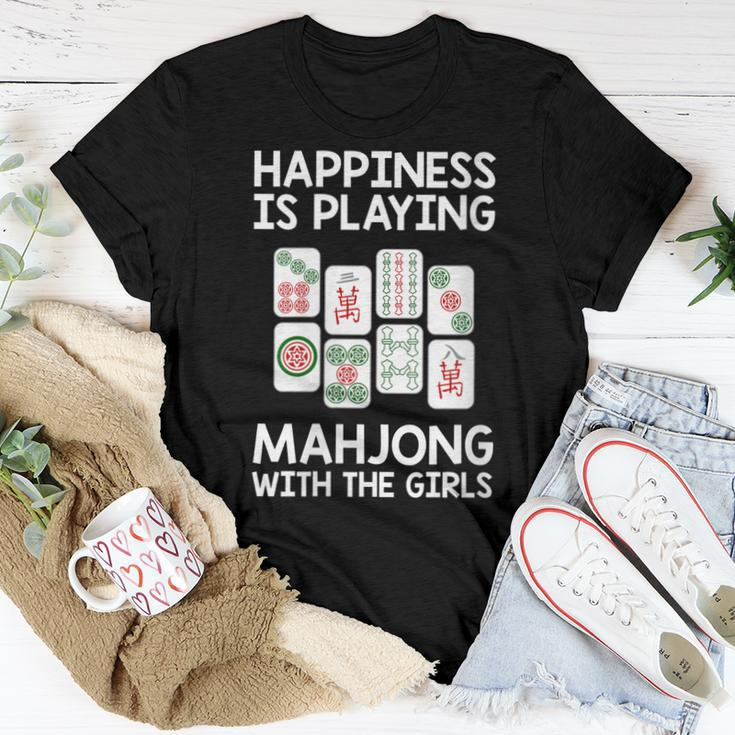 Womens Mahjong Cool Happiness Is Playing Mahjong Girls Women T-shirt Unique Gifts