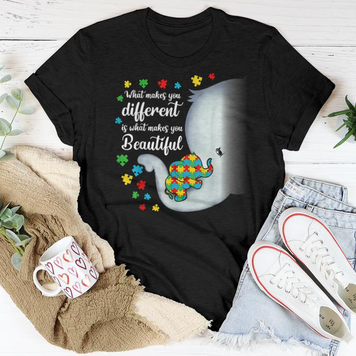 What Makes You Different Elephant Autism Mom Boys Girl Kids Women T-shirt Funny Gifts