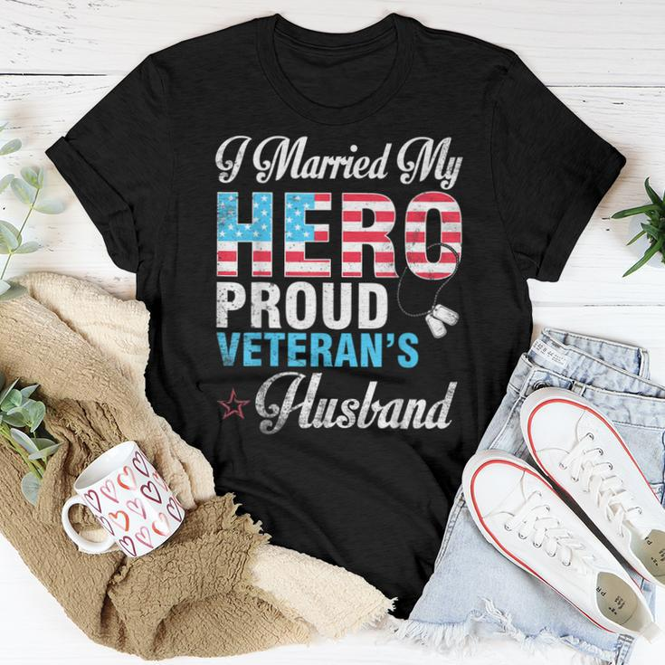 I Married My Hero Proud Veterans Husband Wife Mother Father Women T-shirt Funny Gifts