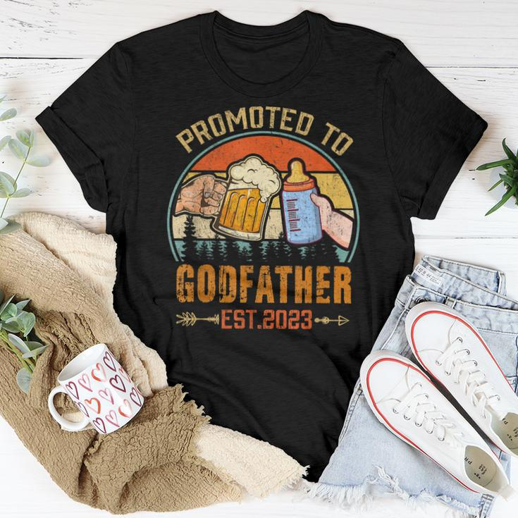 Mens Promoted To Godfather 2023 Funny For New Godfather Women T-shirt Funny Gifts