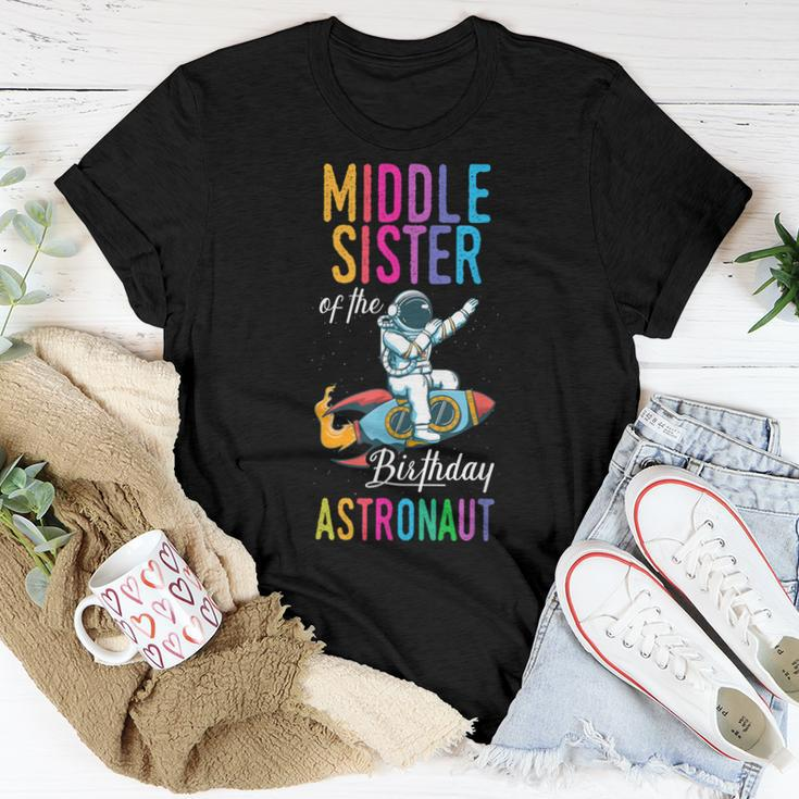 Middle Sister Of The Birthday Astronaut Space Bday Party Women T-shirt Unique Gifts