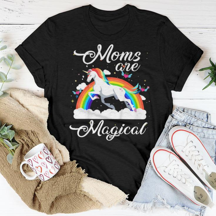 Moms Are Magical With Rainbow Unicorn Women T-shirt Unique Gifts