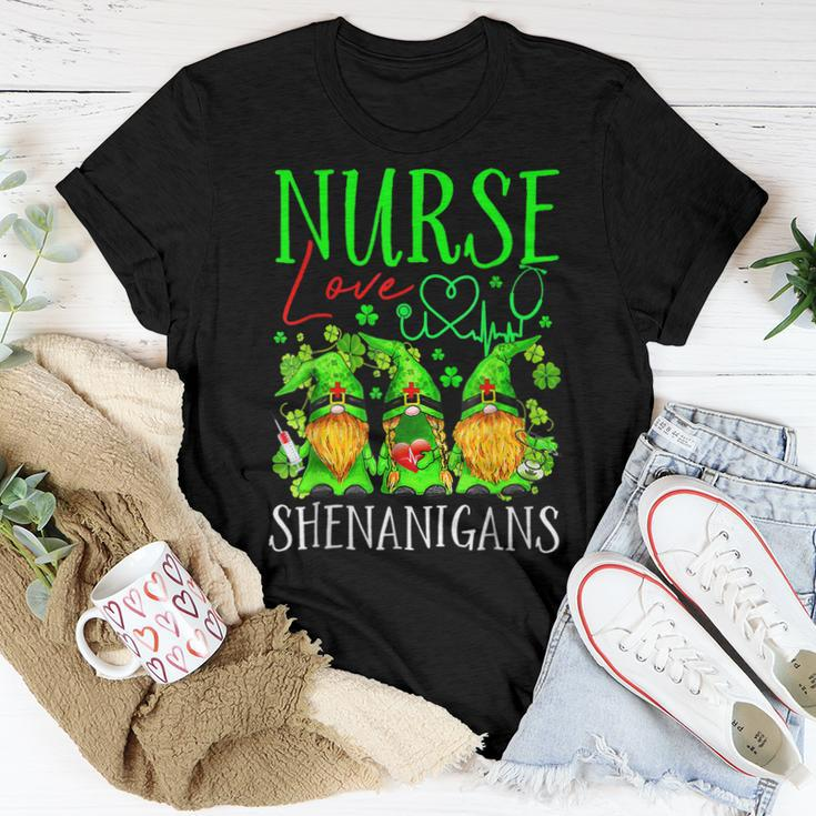 Nurses Love Shenanigans Funny Gnomes Nurse St Patricks Day V8 Women T-shirt Funny Gifts