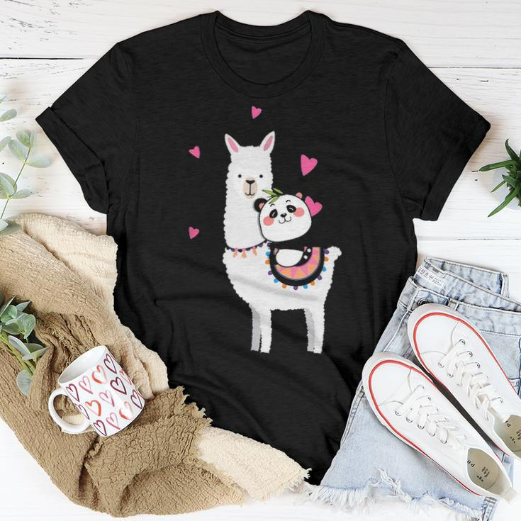 Panda Riding Llama Best Friends Alpaca Animal Lover Gift Women T-shirt Funny Gifts