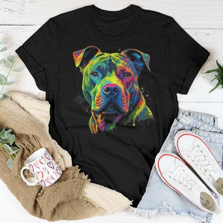 Pit Bull Mom Dog Lover Colorful Artistic Pitbull Owner Women Women Crewneck Short T-shirt Personalized Gifts
