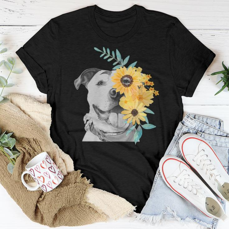 Womens Pit Bull MomShirt Face Flower - Women T-shirt Unique Gifts