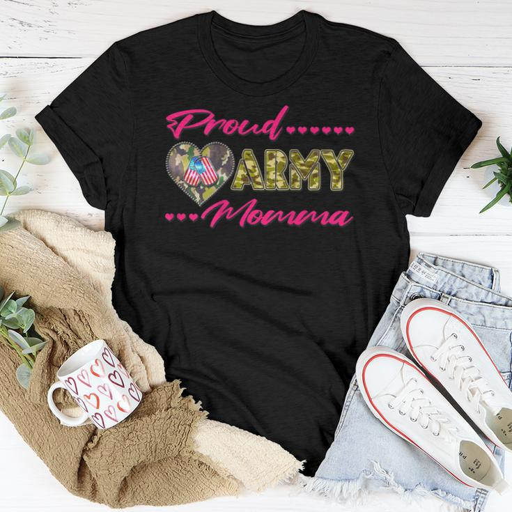 Proud Army Momma Camo Us Flag Dog Tags Military Mom Women T-shirt Unique Gifts