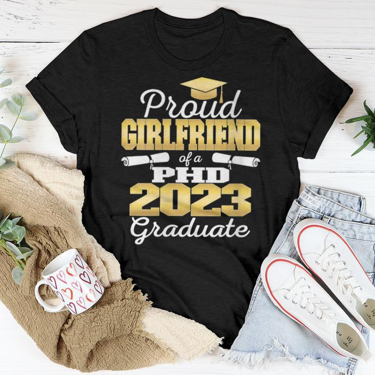 Womens Proud Girlfriend Class Of 2023 Phd Graduate Doctorate Women T-shirt Unique Gifts
