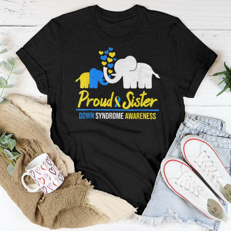 Proud Sister World Down Syndrome Awareness Day Elephant T21 Women T-shirt Unique Gifts