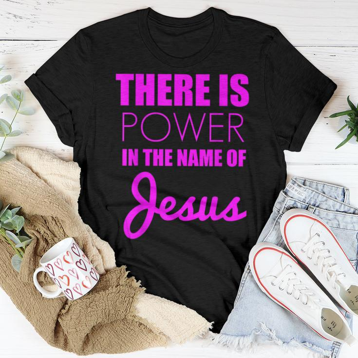 There Is Power In The Name Of Jesus Christian Faith Quote Women T-shirt Unique Gifts
