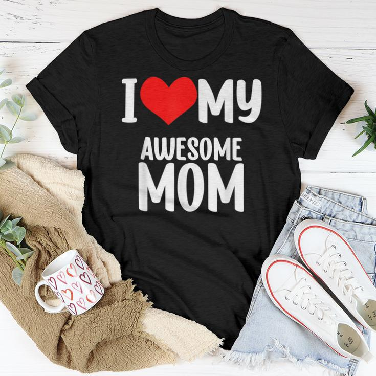 Red Heart With Love I Love My Mom Awesome Mommy Women T-shirt Unique Gifts