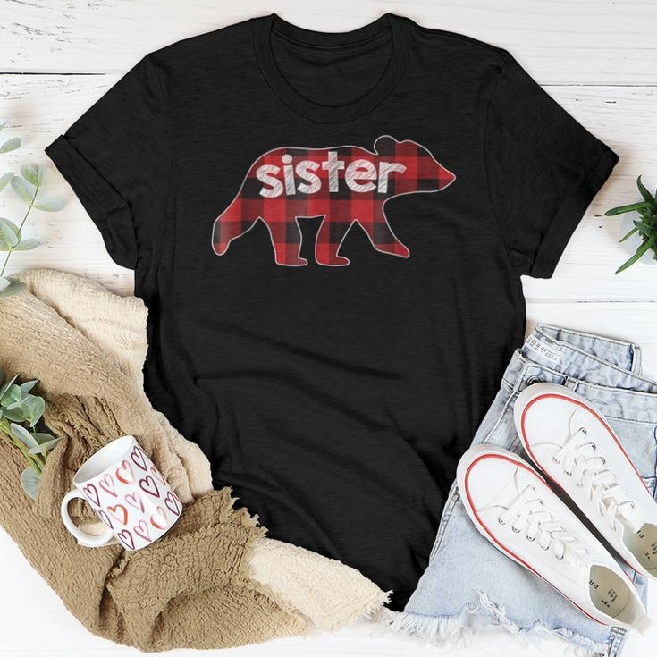 Sister Bear PlaidBuffalo Plaid Sister Family Bear Women T-shirt Unique Gifts