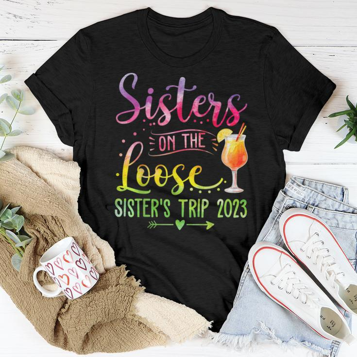 Sisters On The Loose Tie Dye Sisters Weekend Trip 2023 Women T-shirt Personalized Gifts