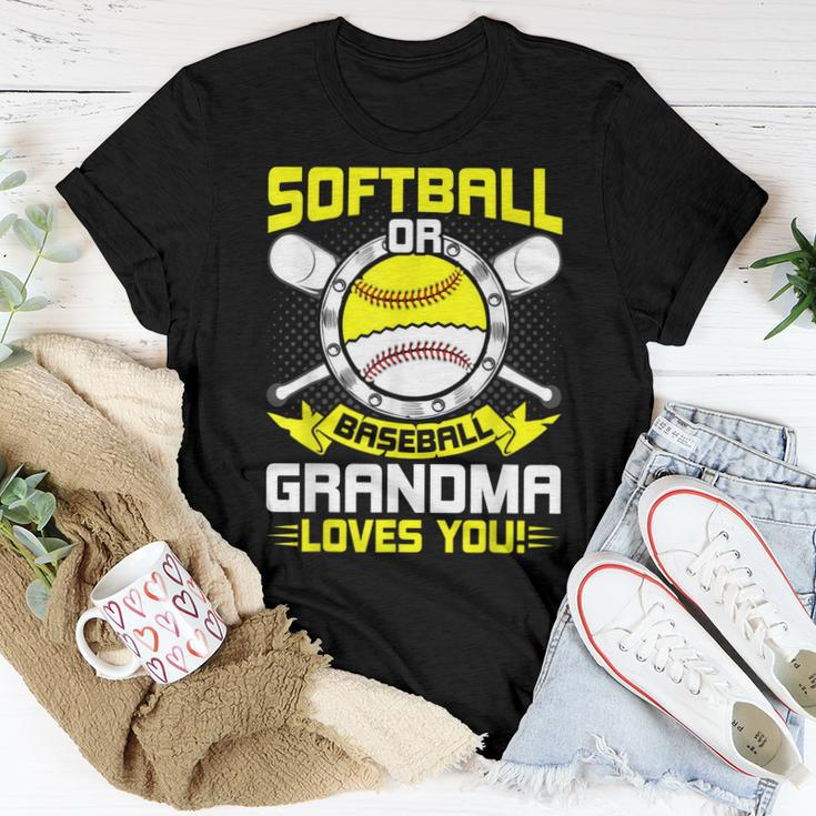 Softball Or Baseball Grandma Loves You Gender Reveal Women T-shirt Unique Gifts