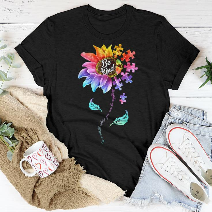 Sunflower Autism Awareness Be Kind Puzzle Mom Support Kids Women T-shirt Casual Daily Basic Unisex Tee Unique Gifts