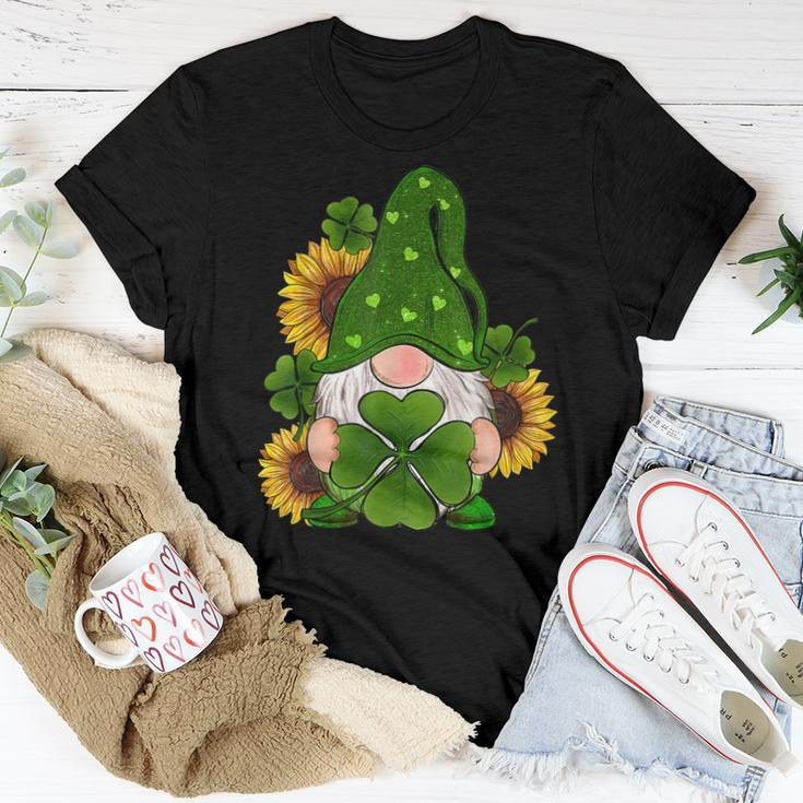 Sunflower Gnome Shamrocks Irish Love St Patricks Day Lucky Women T-shirt Funny Gifts