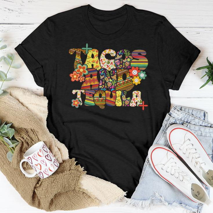 Tacos And Tequila Cinco De Mayo Groovy Mexican Drinking Women T-shirt Unique Gifts