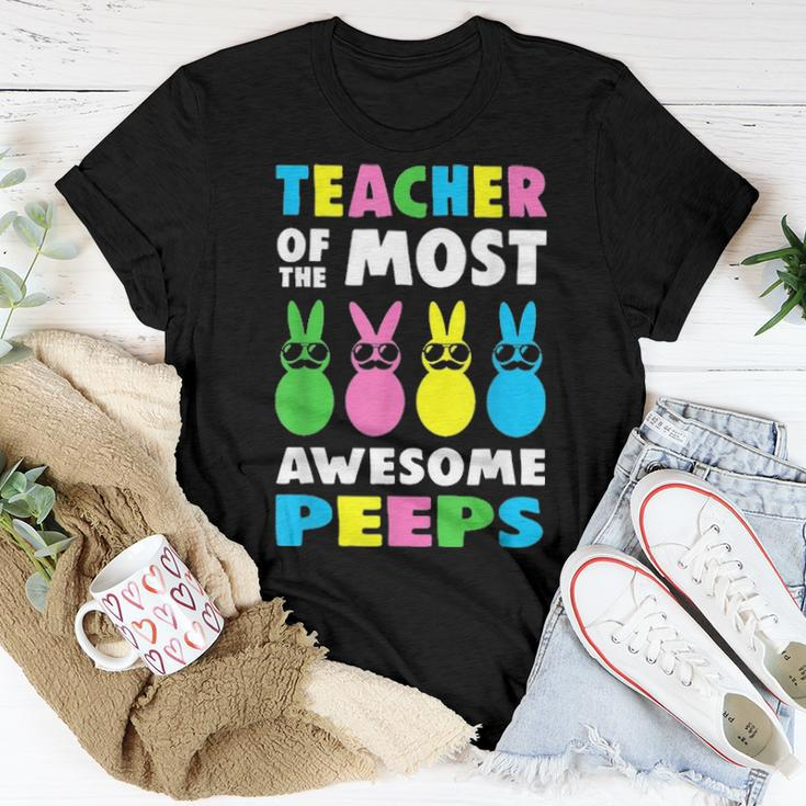 Teacher Of The Most Awesome Peeps Easter Day Bunny Rabbit Women T-shirt Funny Gifts