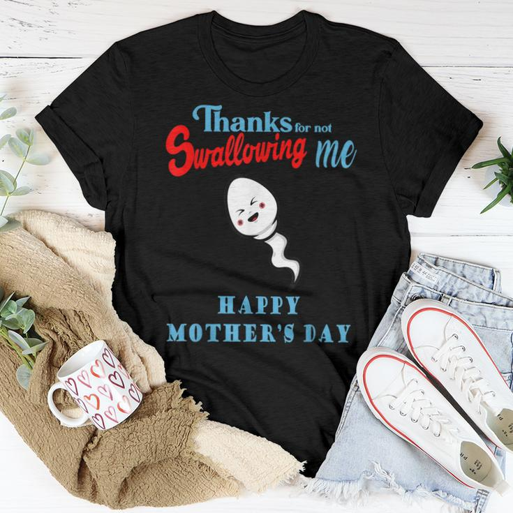 Thanks For Not Swallowing Me Happy Mothers Day Funny Women Crewneck Short T-shirt Personalized Gifts