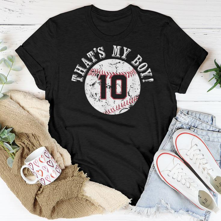 Unique Thats My Boy 10 Baseball Player Mom Or Dad Women T-shirt Unique Gifts