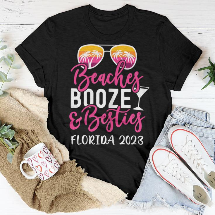 Womens Vacation Girls Trip Florida 2023 Beaches Booze And Besties Women T-shirt Unique Gifts