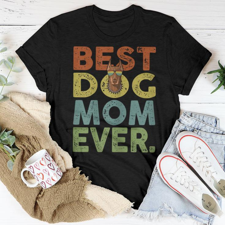 Vintage Best Dog Mom Ever Doberman Dog Lover Women T-shirt Unique Gifts