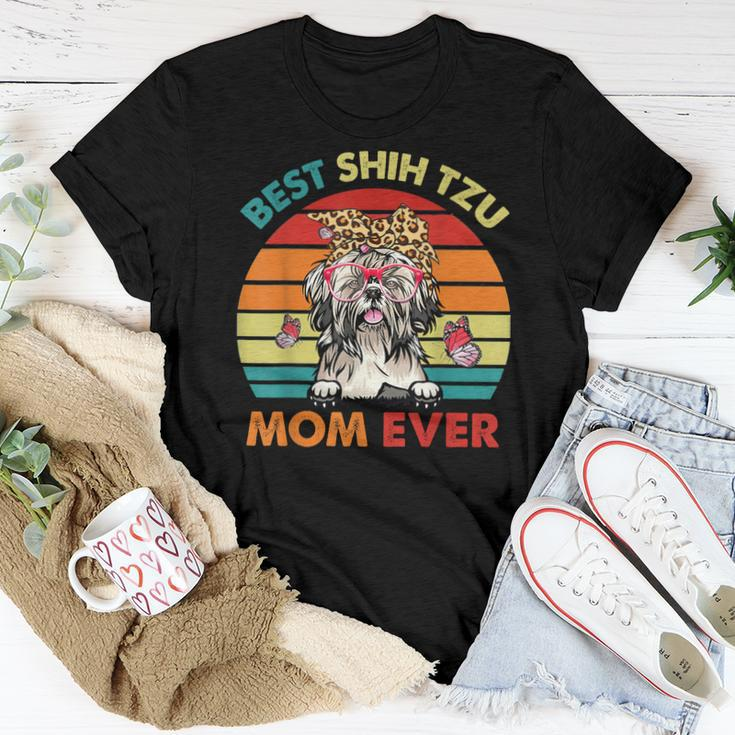 Vintage Retro Best Shih Tzu Mom Ever Cute Dog Headband Women T-shirt Funny Gifts