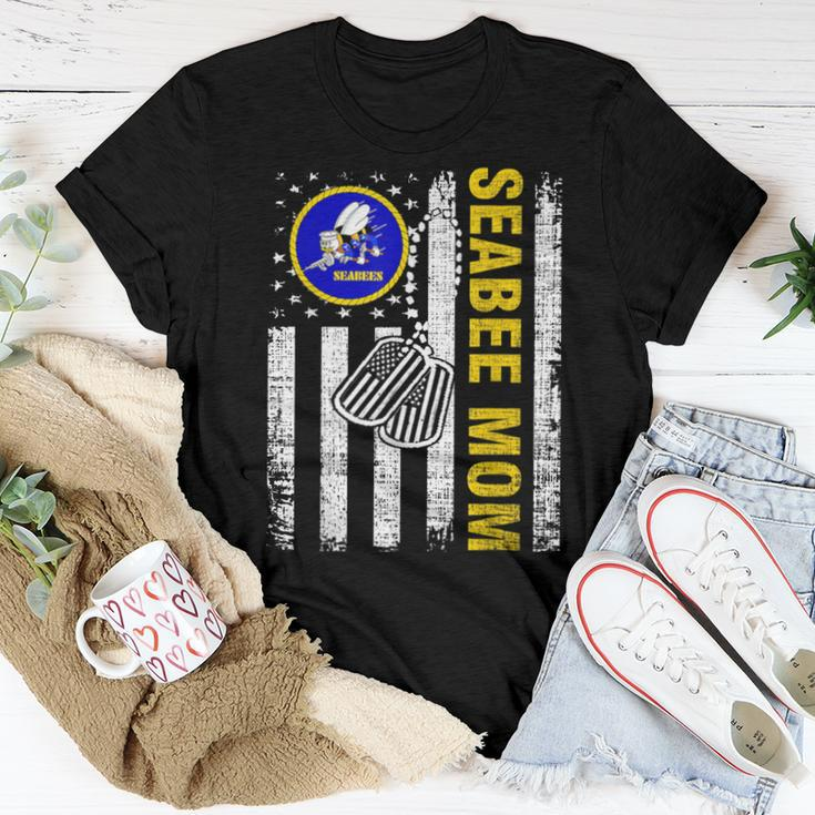Vintage Seabee Mom American Flag Cool Veteran Day Women T-shirt Unique Gifts