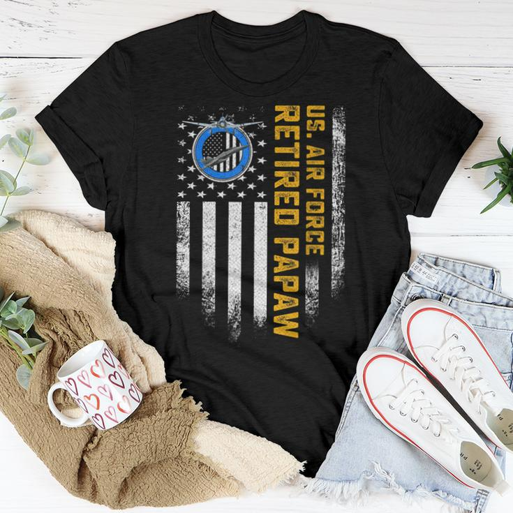 Vintage Usa Flag Retired Us Air Force Veteran Papaw Women T-shirt Funny Gifts