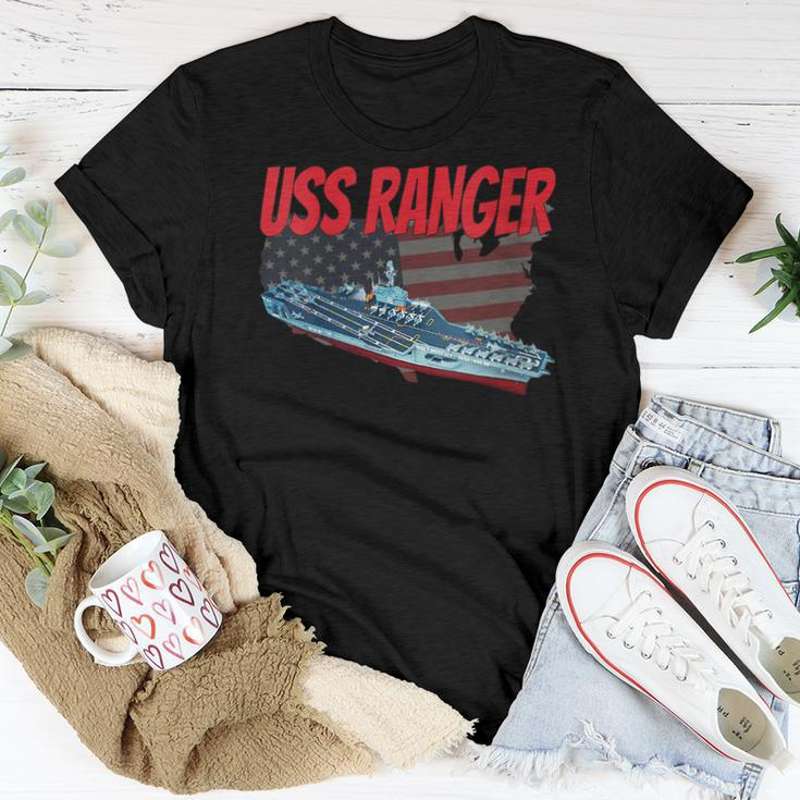 Womens Aircraft Carrier Uss Ranger Cv-61 For Grandpa Dad Son Women T-shirt Funny Gifts