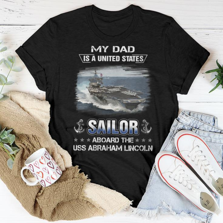 Womens My Dad Is A Sailor Aboard The Uss Abraham Lincoln Cvn 72 Women T-shirt Funny Gifts