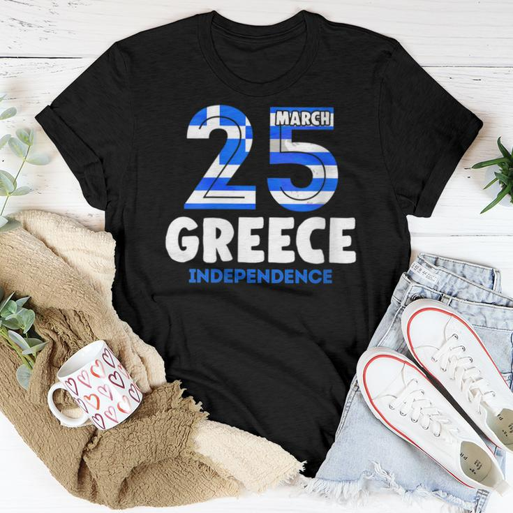 Womens Greek Independence Day 25 March Greece Flag Women T-shirt Funny Gifts