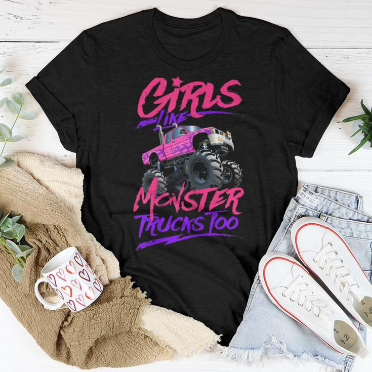 Womens Monster Truck Girls Like Monster Trucks Too Women T-shirt Funny Gifts