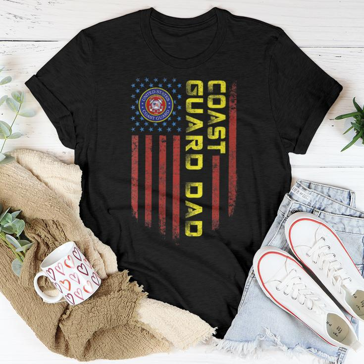 Womens Vintage Usa American Flag Proud Us Coast Guard Veteran Dad Women T-shirt Funny Gifts