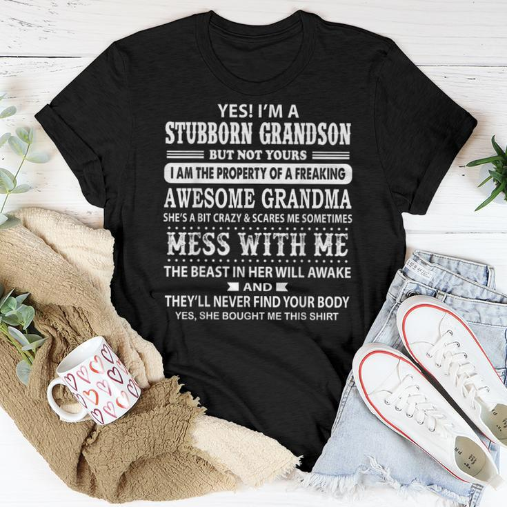 Yes Im A Stubborn Grandson But Not Yours Awesome Grandma Women T-shirt Unique Gifts