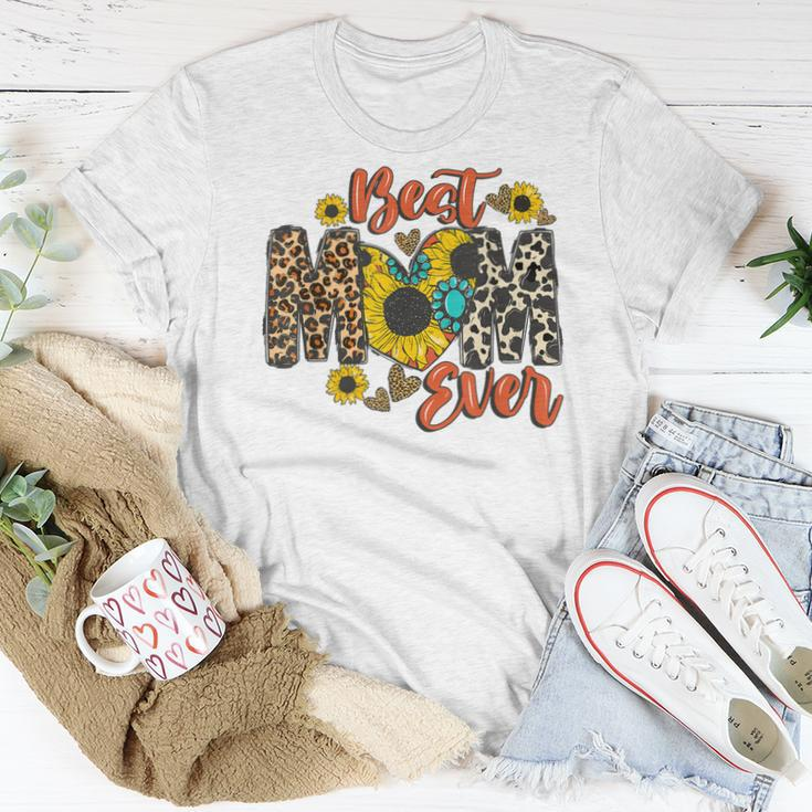 Womens Best Mom Ever Sunflower Leopard Happy Women T-shirt Unique Gifts