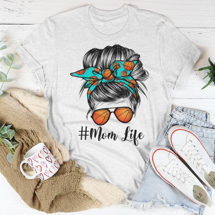 Dy Mom Life Basketball Messy Bun Women T-shirt Unique Gifts