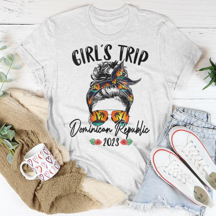 Womens Girls Trip Dominican Republic 2023 Bun Hair Group Besties Women T-shirt Unique Gifts