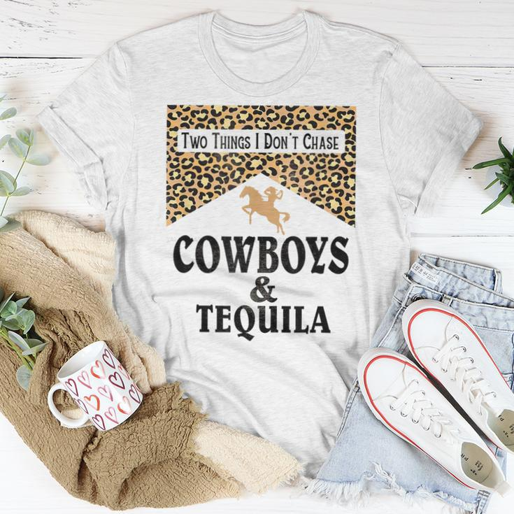 Leopard Two Things We Dont Chase Cowboys And Tequila Rodeo Women T-shirt Unique Gifts