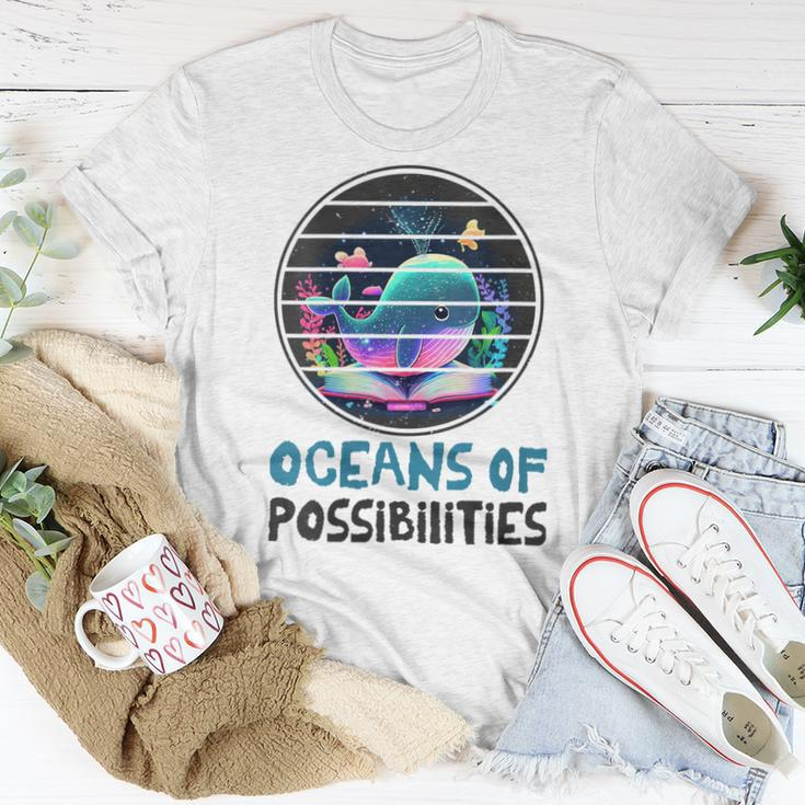 Womens Oceans Of Possibilities Summer Reading 2023 Retro Vintage Women T-shirt Unique Gifts