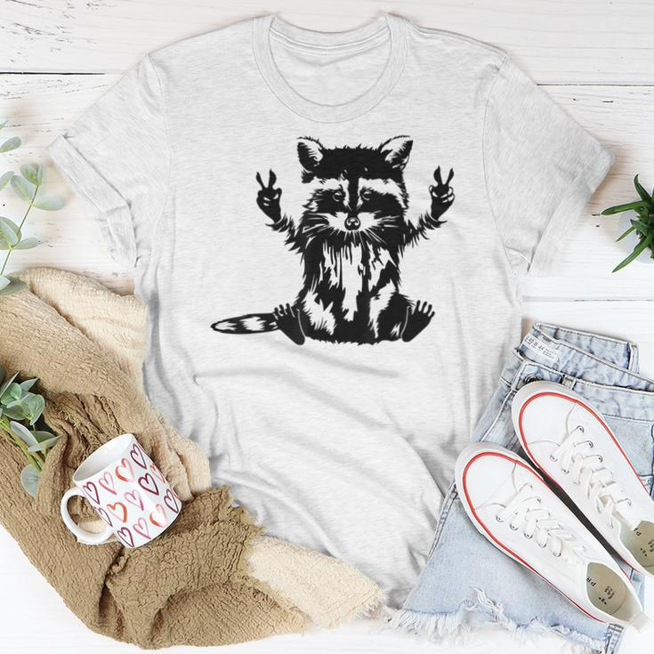 Racoon Peace Sign Trashed Racoon Panda Lovers Women T-shirt Unique Gifts