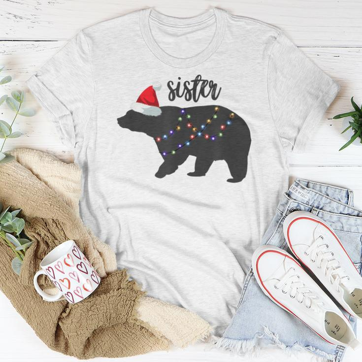 Sister Bear Santa Hat Christmas Pajamas Group Family Lights Women T-shirt Unique Gifts