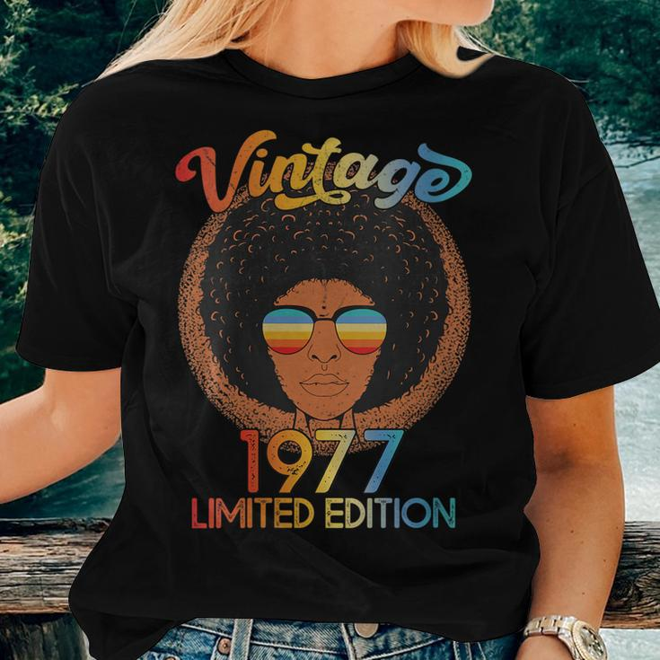 Womens 45 Years Old 45Th Birthday Black African American Since 1977 Women T-shirt Gifts for Her