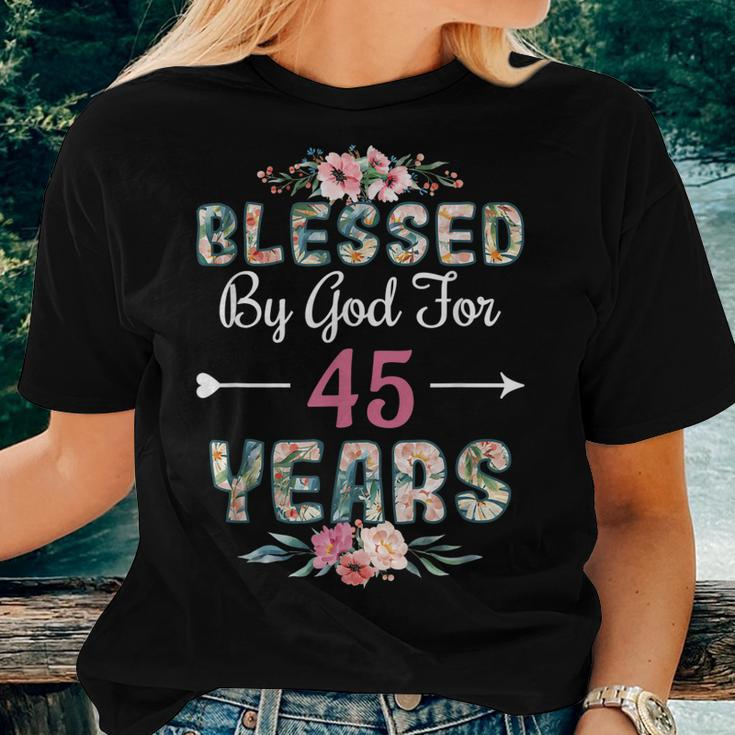 45Th Birthday Man Woman Blessed By God For 45 Years Women T-shirt Gifts for Her