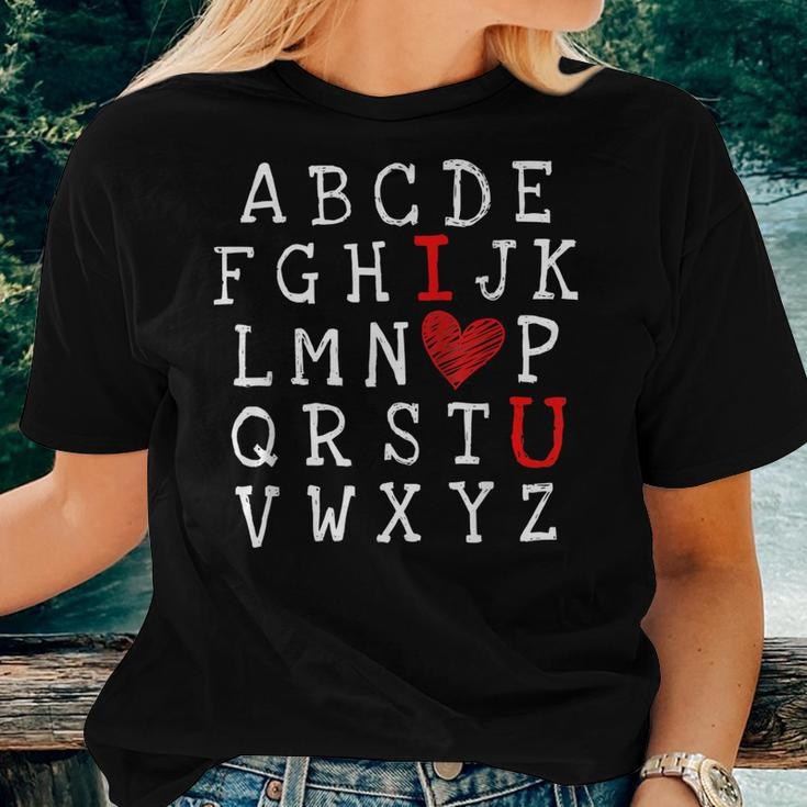 Abcs I Love U Cute I-Love-You Alphabet Teacher Valentine Women T-shirt Gifts for Her