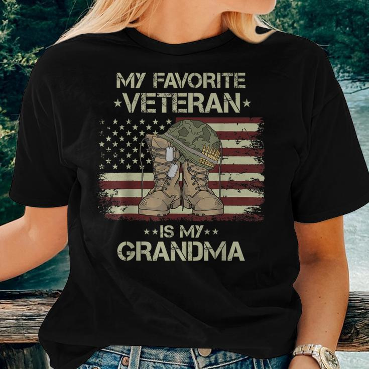 Army Veterans Day My Favorite Veteran Is My Grandma Kids Women T-shirt Gifts for Her