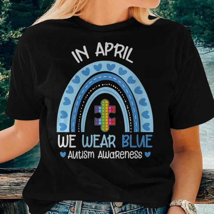 Womens Autism Awareness Rainbow Puzzle Autism Awareness Month Women T-shirt Gifts for Her
