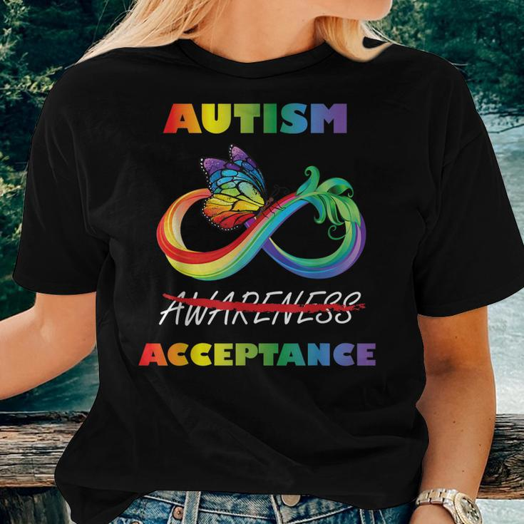 Autism - Red Instead Infinity - Acceptance Butterfly Women T-shirt Gifts for Her