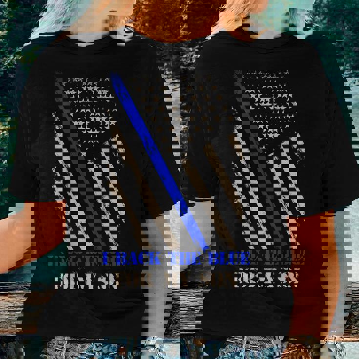 I Back The Blue For My Son Proud Police Officers Mom Dad Women T-shirt ...